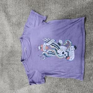 Ed Hardy T Shirt New York City Skull Purple Short Sleeve Women's Size Small